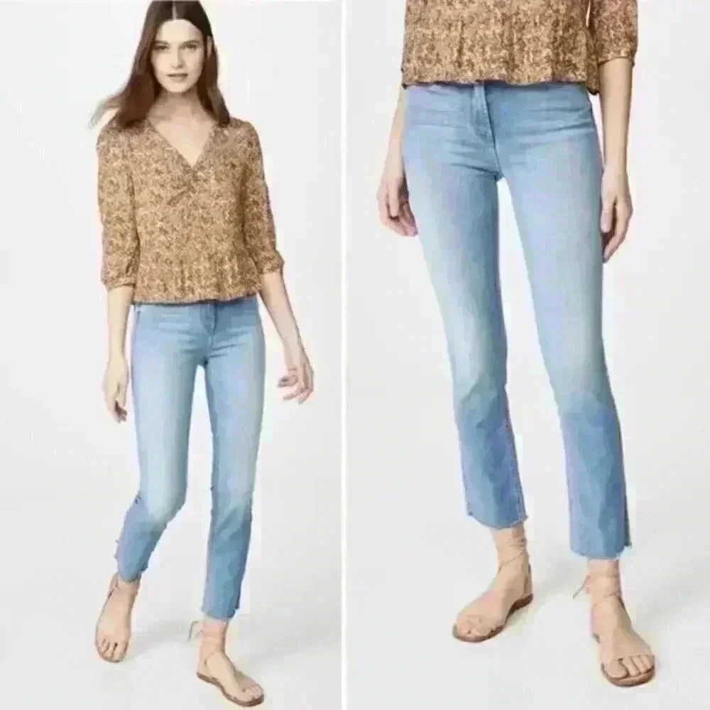 Mother The Mid Rise Dazzler Ankle Fray In Jackpot Size 23